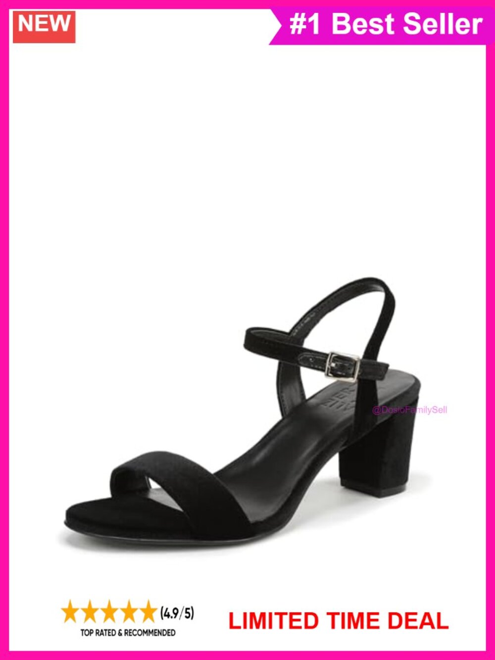 Naturalizer Bristol Block Heel Ankle Strap Velvet Sandals